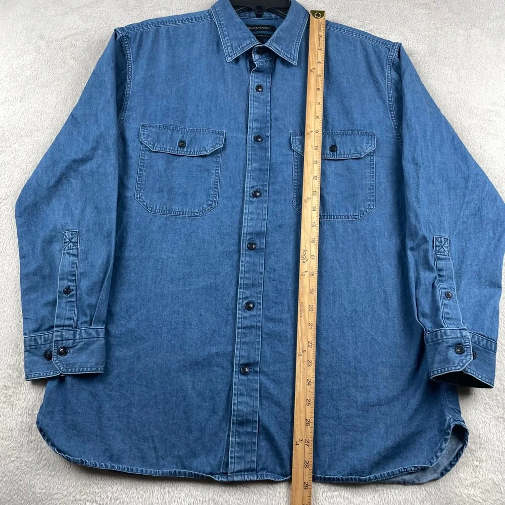 Banana Republic Chambray Work Shirt Mens Large Blue Untucked Standard Fit Denim